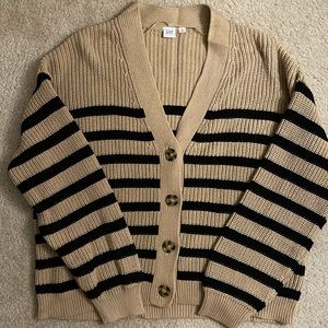 NWOT GAP WOMENS TAN/BLACK BUTTON SWEATER SIZE XL